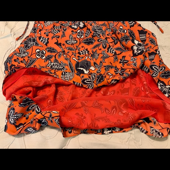 Nordstrom Signature red/navy floral silk dress - 2 - Picture 8 of 11